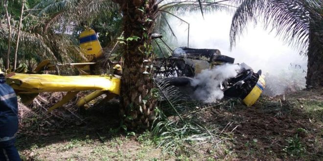 Avioneta de fumigación se accidentó en la Zona Bananera